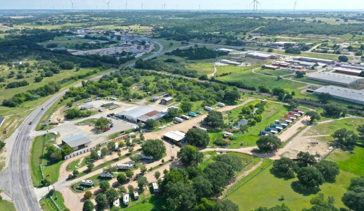 Aerial view of Eagle’s Nest Village RV Park in Goldthwaite