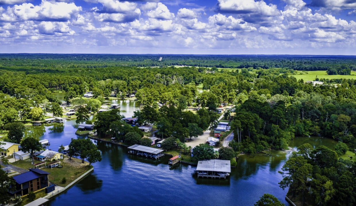 Aerial view of Penwaugh RV Resort & Marina on Lake Livingston